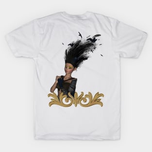 Wonderful fantasy girl with crow in the hair T-Shirt